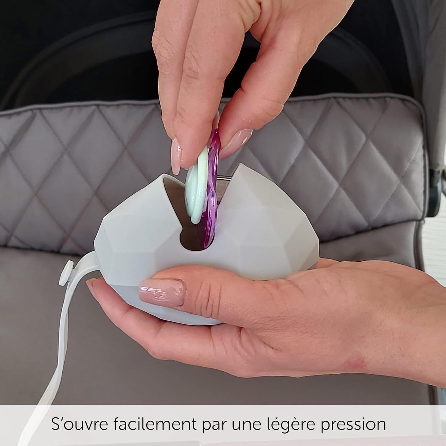 - Boite Tetine Bebe En Silicone (2 Pièces) - Lot De Porte Sucette Pour Poussette, Boîte À Tétine Pour Tous Les Modèles De Tétines, Sans BPA - Gris