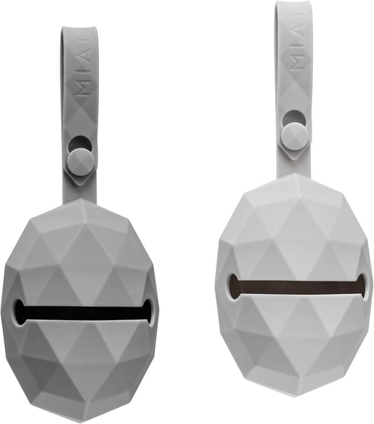 - Boite Tetine Bebe En Silicone (2 Pièces) - Lot De Porte Sucette Pour Poussette, Boîte À Tétine Pour Tous Les Modèles De Tétines, Sans BPA - Gris